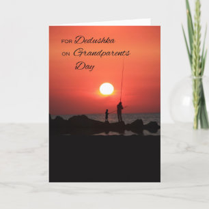 Grandparents Day for Dedushka, Fishing at Sunset Card