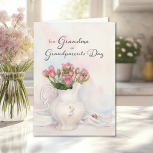 Grandparents Day for Grandma Vintage Pink Floral Card