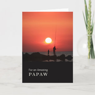 Grandparents Day for Papaw Fishing at Sunset Card