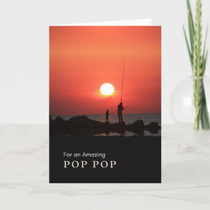 Grandparents Day for Pop Pop Fishing at Sunset Card