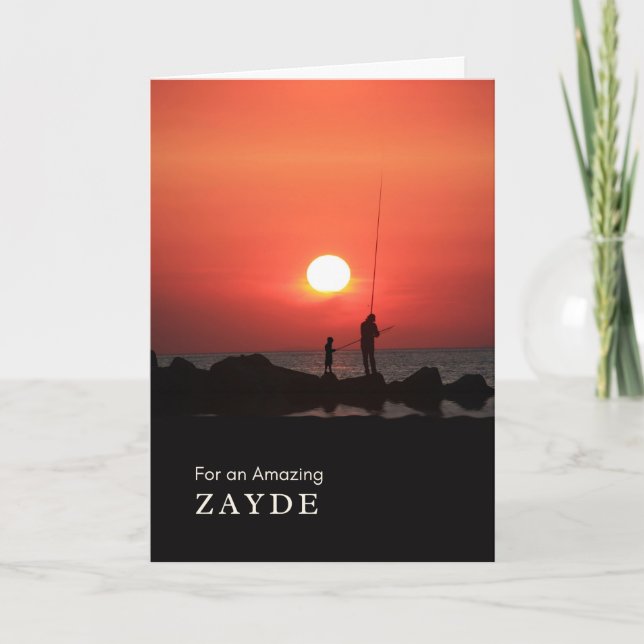 Grandparents Day for Zayde Fishing at Sunset Card (Front)