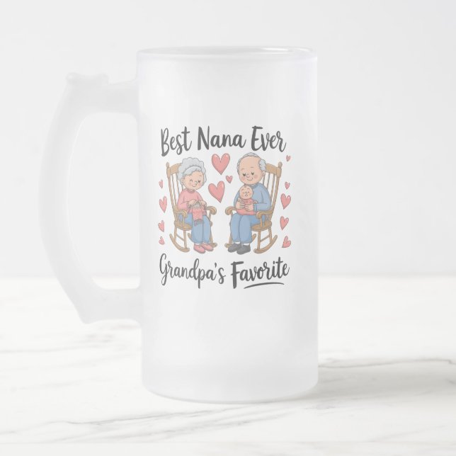 Grandparents Day Frosted Glass Beer Mug (Left)