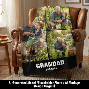 Grandparents Day Grandad Photo Blanket Gift