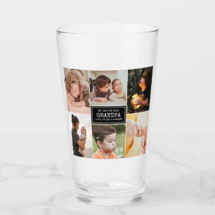 Grandparents Day Grandpa Black 3 Photo Collage Glass