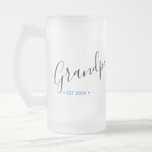 Grandparents Day Grandpa Established Year Frosted Glass Beer Mug