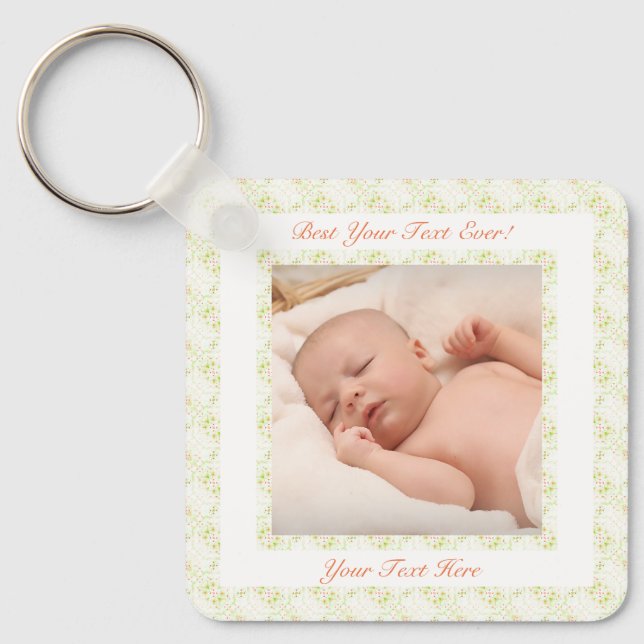 Grandparents Day Green Best Gran Ever Photo Gift Key Ring (Front)