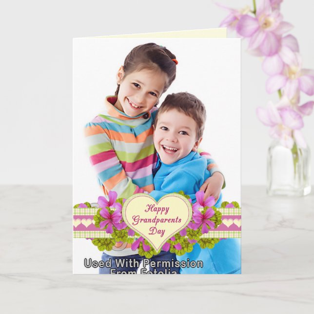 Grandparents Day Heart for Grandmother Photo Card (Orchid)