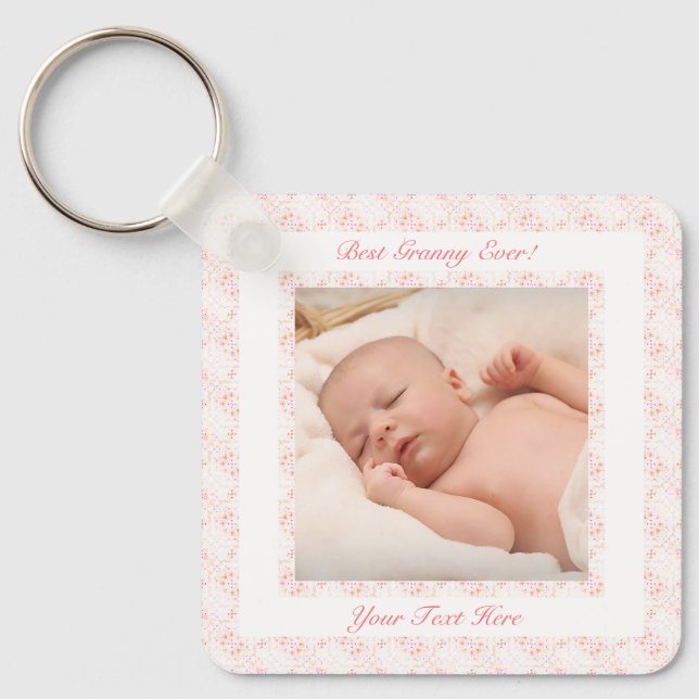 Grandparents Day Pink Best Granny Ever Photo Gift Key Ring (Front)
