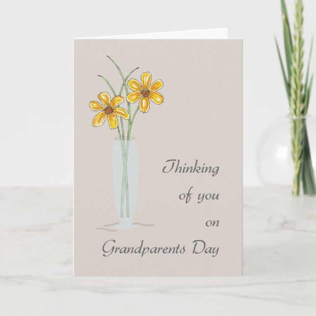 Grandparents Day Thinking of You with Two Flowers Card (Front)