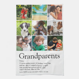 Grandparents Definition 9 Photo Collage Tea Towel