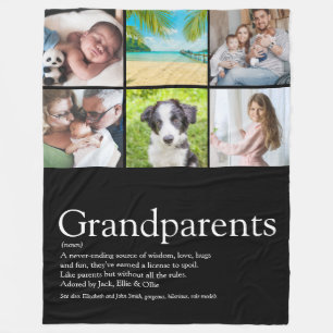 Grandparents Definition Photo Collage Fleece Blanket