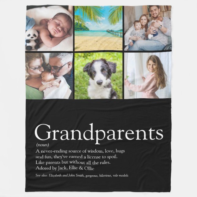 Grandparents Definition Photo Collage Fleece Blanket (Front)
