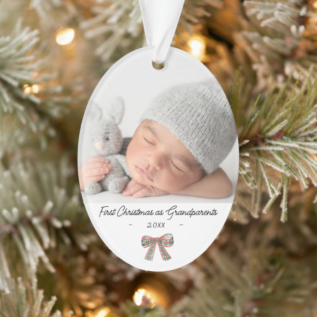 Grandparents First Christmas 2 photos Ornament (Tree)