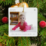 Grandparents first Christmas baby photo Ceramic Ornament<br><div class="desc">Simple minimal typography First Christmas as grandparents custom photo,  name,  date of birth,  and year tree ornament.</div>