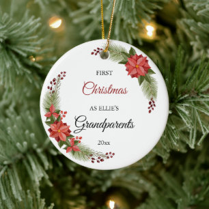 Grandparents First Christmas Baby Photo Ceramic Tree Decoration