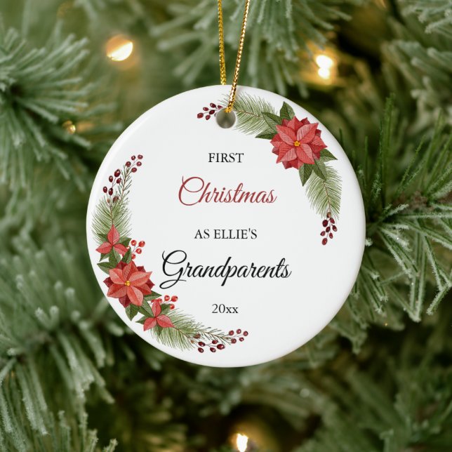 Grandparents First Christmas Baby Photo Ceramic Tree Decoration (Tree)