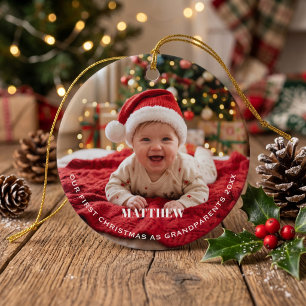 Grandparents First Christmas Baby Photo Ceramic Tree Decoration
