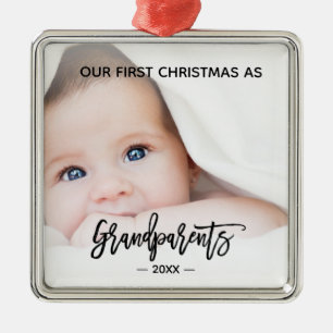 Grandparents First Christmas Baby Photo Metal Tree Decoration