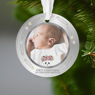 Grandparents First Christmas Baby Photo Ornament