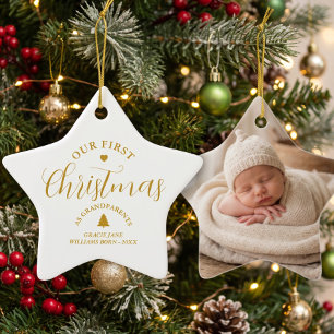 Grandparents First Christmas Custom Name Keepsake Ceramic Tree Decoration