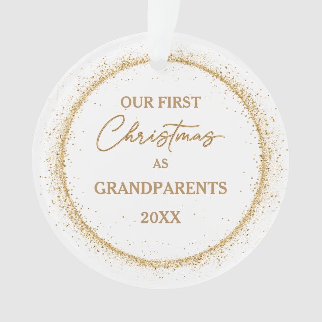 Grandparent's First Christmas Gold Colour Ornament (Front)