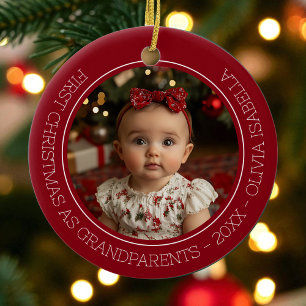 Grandparents First Christmas Grandchild Baby Photo Ceramic Tree Decoration