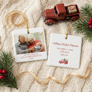 Grandparents First Christmas New Baby Photo Ceramic Ornament