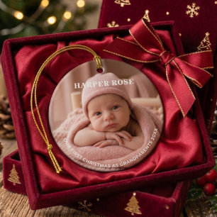 Grandparents First Christmas Newborn Photo Ceramic Tree Decoration