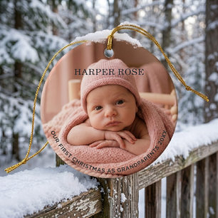 Grandparents First Christmas Newborn Photo Ceramic Tree Decoration