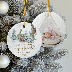 Grandparents First Christmas Photo Ceramic Tree Decoration