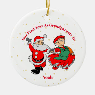 Grandparents First  Christmas Photo Santa Merry  Ceramic Tree Decoration