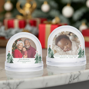 Grandparents First Christmas Rustic Trees 2 Photos Snowglobe
