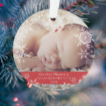 Grandparents First Christmas Snowflakes Baby Photo Ornament<br><div class="desc">This sweet design features white and silver glitter snowflakes with space for one photo to commemorate the Grandparent's 1st Christmas! The collection of coordinating products is available in our shop, zazzle.com/store/doodlelulu. Contact us if you need this design applied to a specific product to create your own unique matching item! Thank...</div>