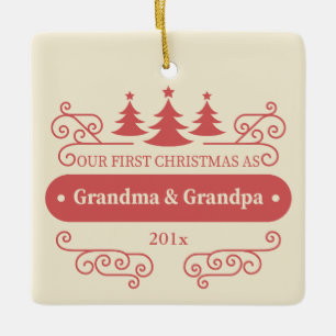 Grandparents First Christmas Square Ornament