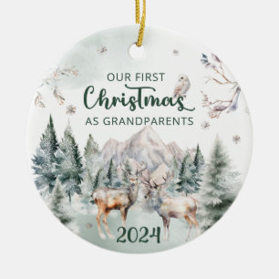 Grandparents First Christmas Woodland  Ceramic Tree Decoration