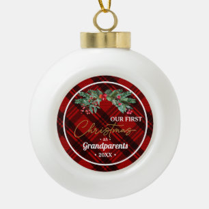 Grandparent's First Custom Branded Ceramic Ball Christmas Ornament
