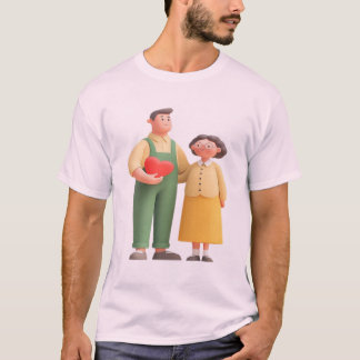 Grandparents Forever Love PNG - Cute 3D Old Coupl T-Shirt