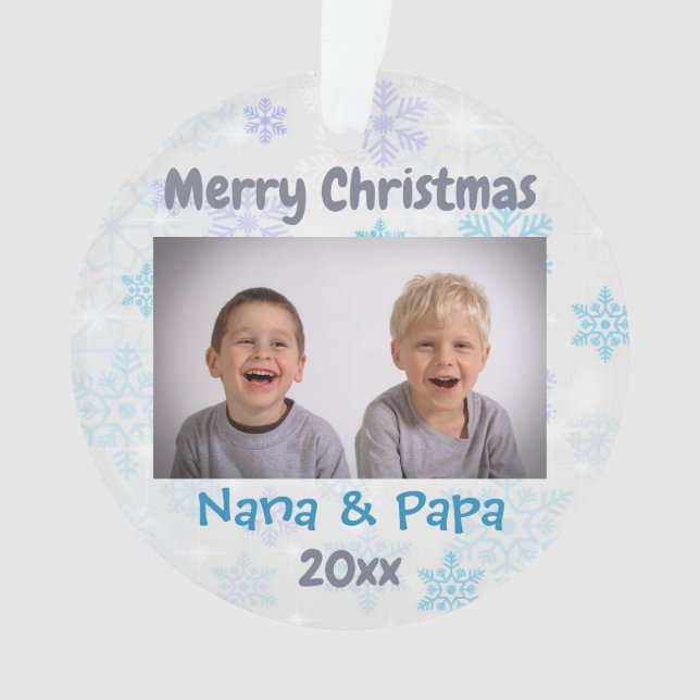 Grandparents Grandkids Christmas 2024 Photo Ornament (Front)