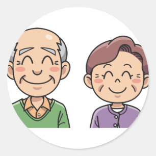 Grandparents grandpa grandma seniors happy couple classic round sticker