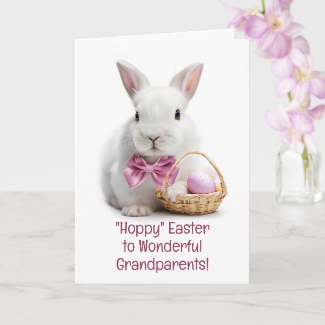 Grandparents Happy Easter with Darling Bunny Card (Orchid)
