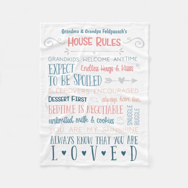 Grandparent's House Rules Fleece Blanket (Front)