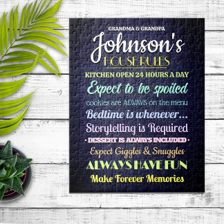 Grandparents House Rules Personalised Jigsaw Puzzle