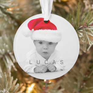 Grandparents Joy Photo Monogram Holiday Ornament