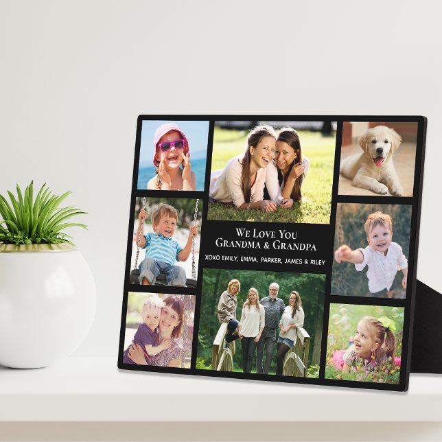Grandparents Love Photo Collage Black Plaque (Creator Uploaded)