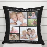 Grandparents Love Photo Personalised Black Cushion<br><div class="desc">Celebrate the best grandparents ever with this custom black photo pillow featuring a 6 photo collage of their grandchildren, family members, pets, etc., "I Love You" or "We Love You, " and how they are addressed, e.g., "Grandma & Grandpa, " "Mum Mum & Pop Pop, " etc. You can also...</div>