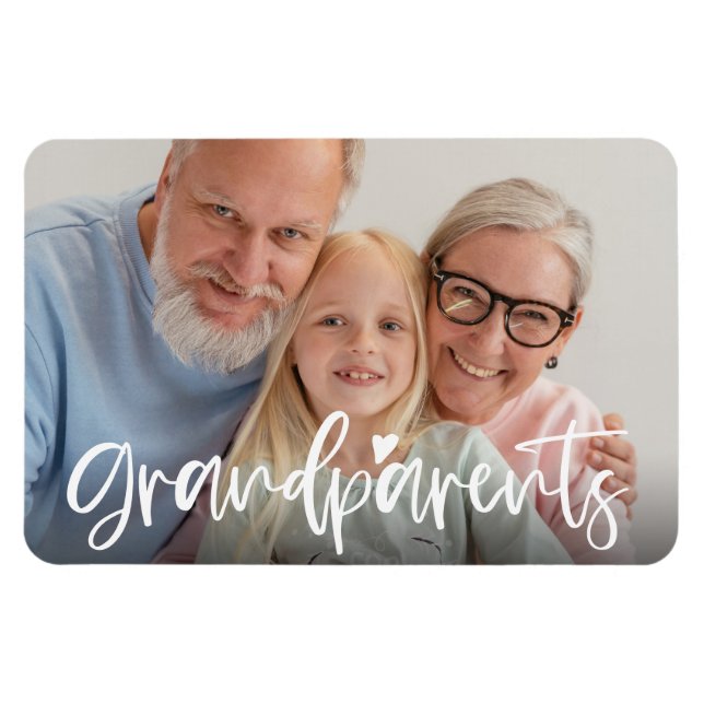 Grandparents Love Script Personalised Photo Gift Magnet (Horizontal)