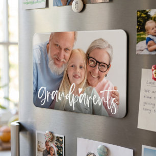 Grandparents Love Script Personalised Photo Gift Magnet