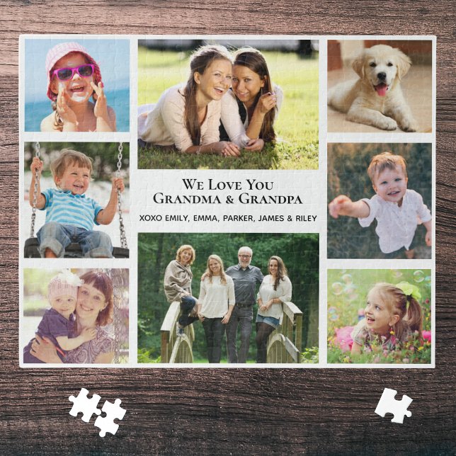 Grandparents Love You 8 Photo Collage Personalised Jigsaw Puzzle (Creator Uploaded)