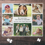 Grandparents Love You Photo Collage Personalised Jigsaw Puzzle<br><div class="desc">Give the world's best grandparents a fun custom photo collage jigsaw puzzle that they will treasure and enjoy. You can personalise with eight family photos of grandchildren, children, other family members, pets, etc., customise the expression to "I Love You" or "We Love You, " and whether they are called "Grandma...</div>