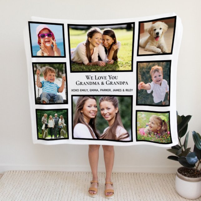 Grandparents Love You Photo Collage Sherpa Blanket (Creator Uploaded)